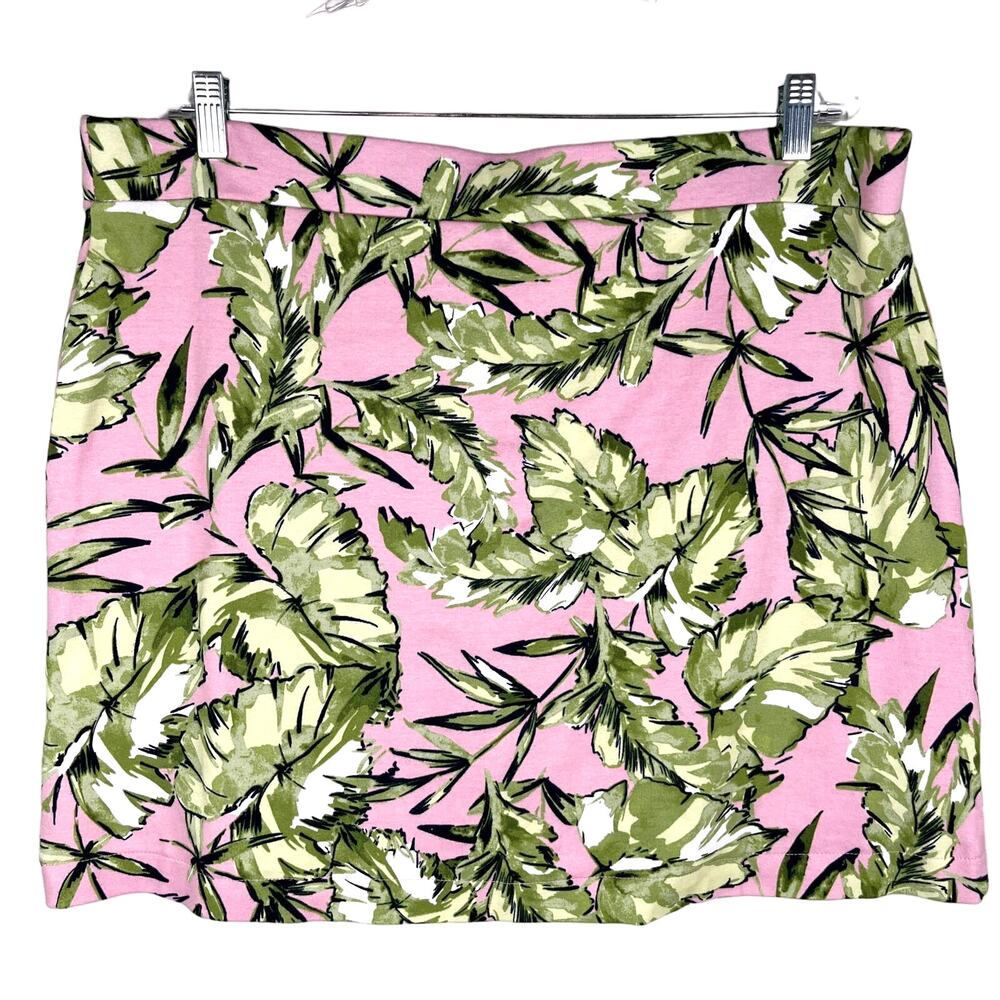 Jones New York Skort Faux Wrap Juniper Tropical Leaves XXL New